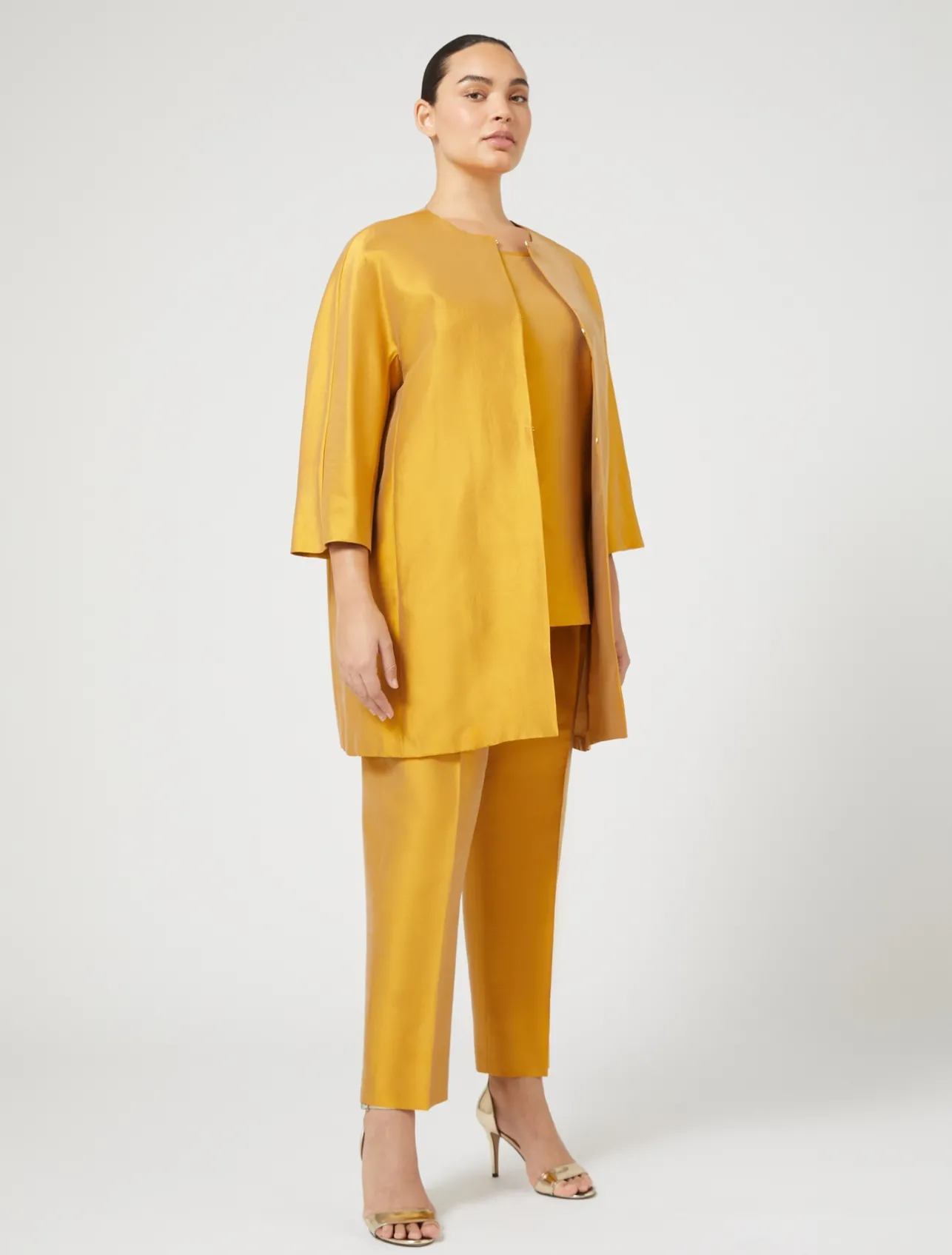 Clearance Marina Rinaldi Trousers in pure silk shantung GOLD