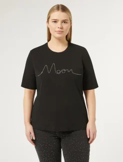 Sale Marina Rinaldi T-shirt in stretch cotton jersey BLACK