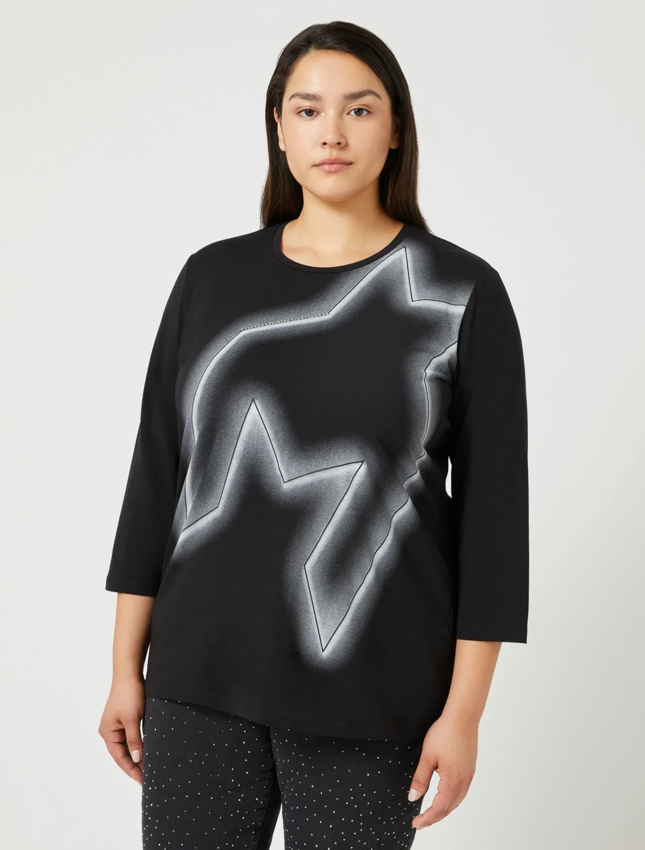 Hot Marina Rinaldi T-shirt in stretch cotton jersey BLACK