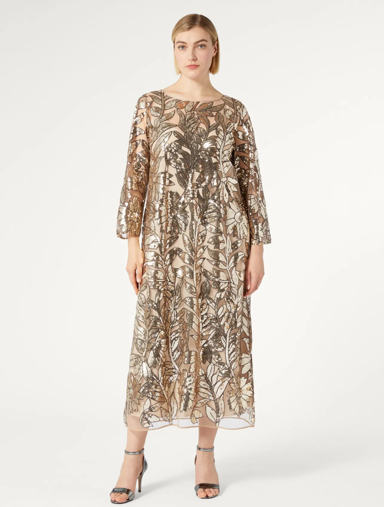 Clearance Marina Rinaldi Tulle dress with sequins BEIGE