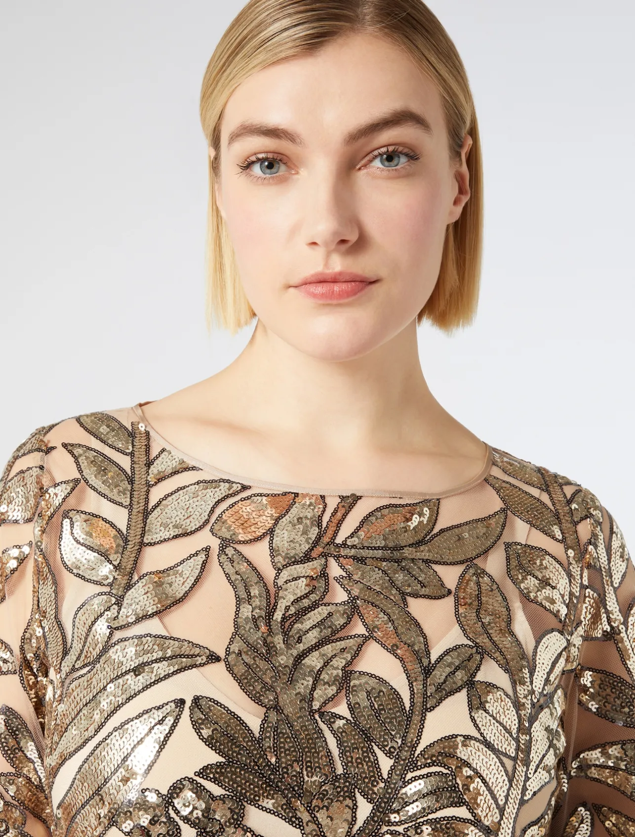 Clearance Marina Rinaldi Tulle dress with sequins BEIGE