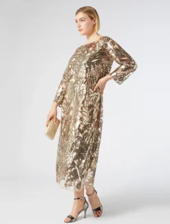 Clearance Marina Rinaldi Tulle dress with sequins BEIGE