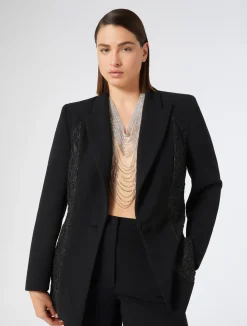 Outlet Marina Rinaldi Tulle fabric cady blazer jacket BLACK