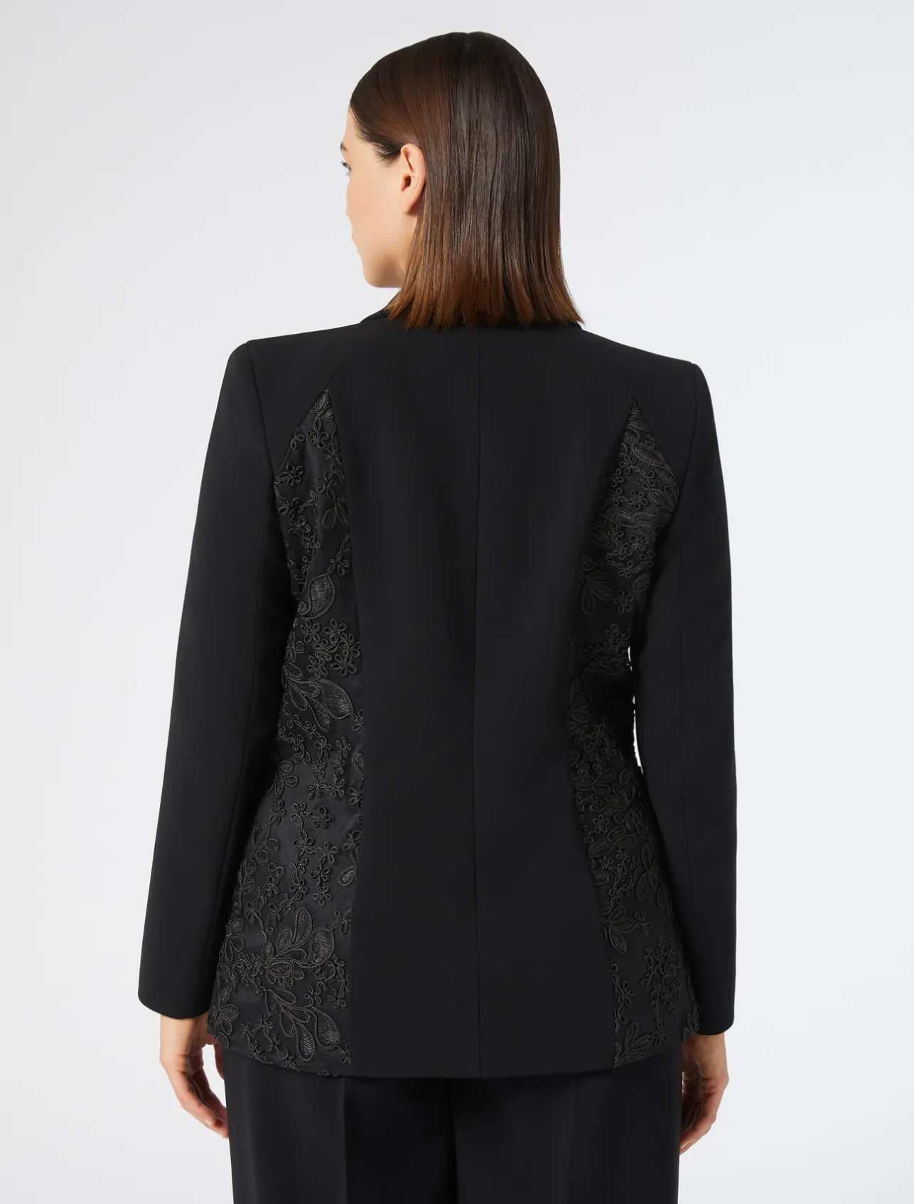 Outlet Marina Rinaldi Tulle fabric cady blazer jacket BLACK