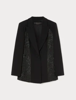 Outlet Marina Rinaldi Tulle fabric cady blazer jacket BLACK
