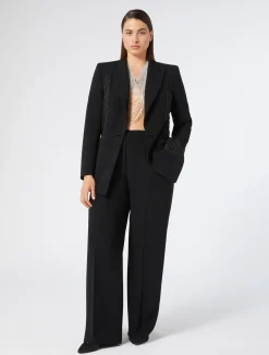 Outlet Marina Rinaldi Tulle fabric cady blazer jacket BLACK