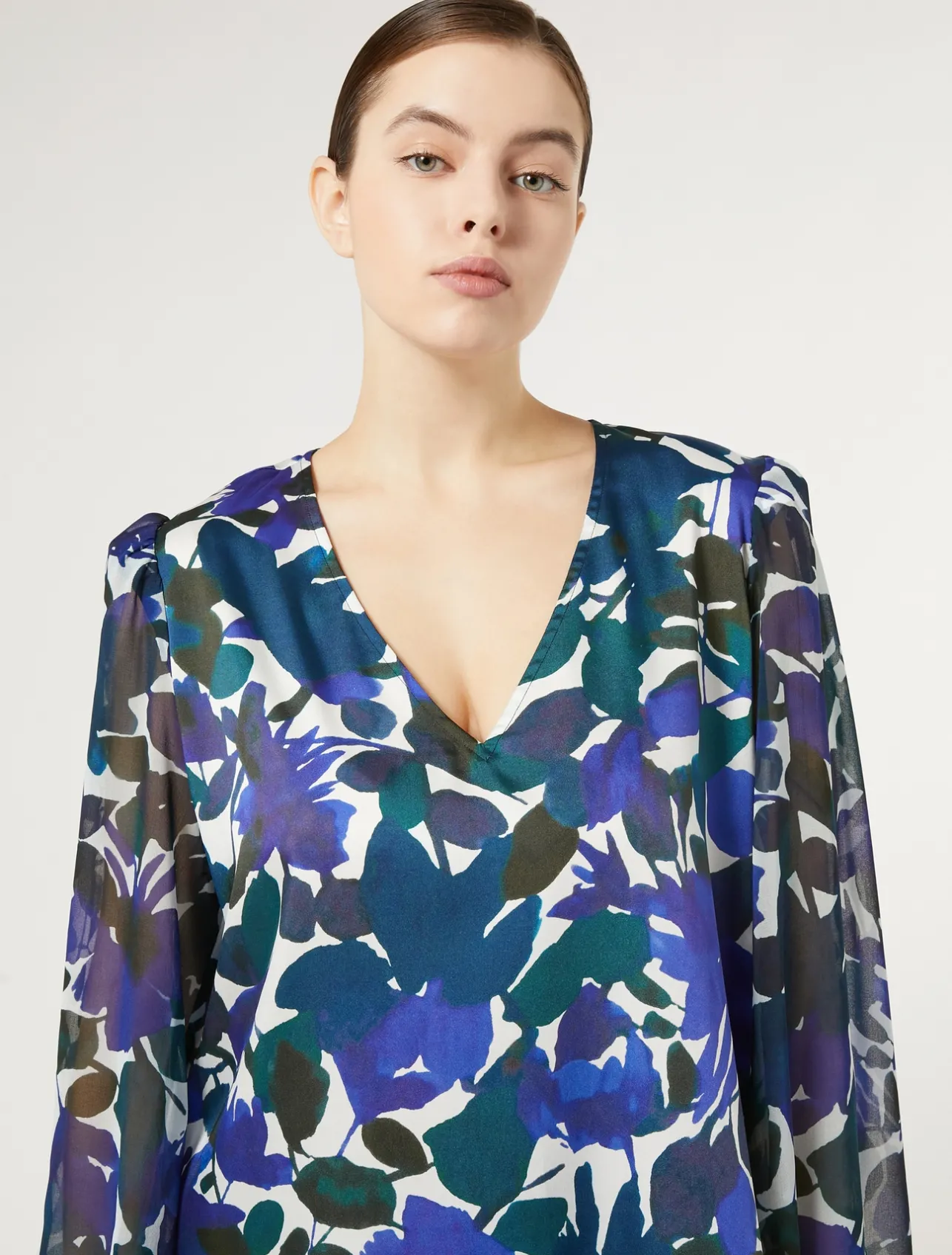 Best Marina Rinaldi Twill and georgette blouse BLACK