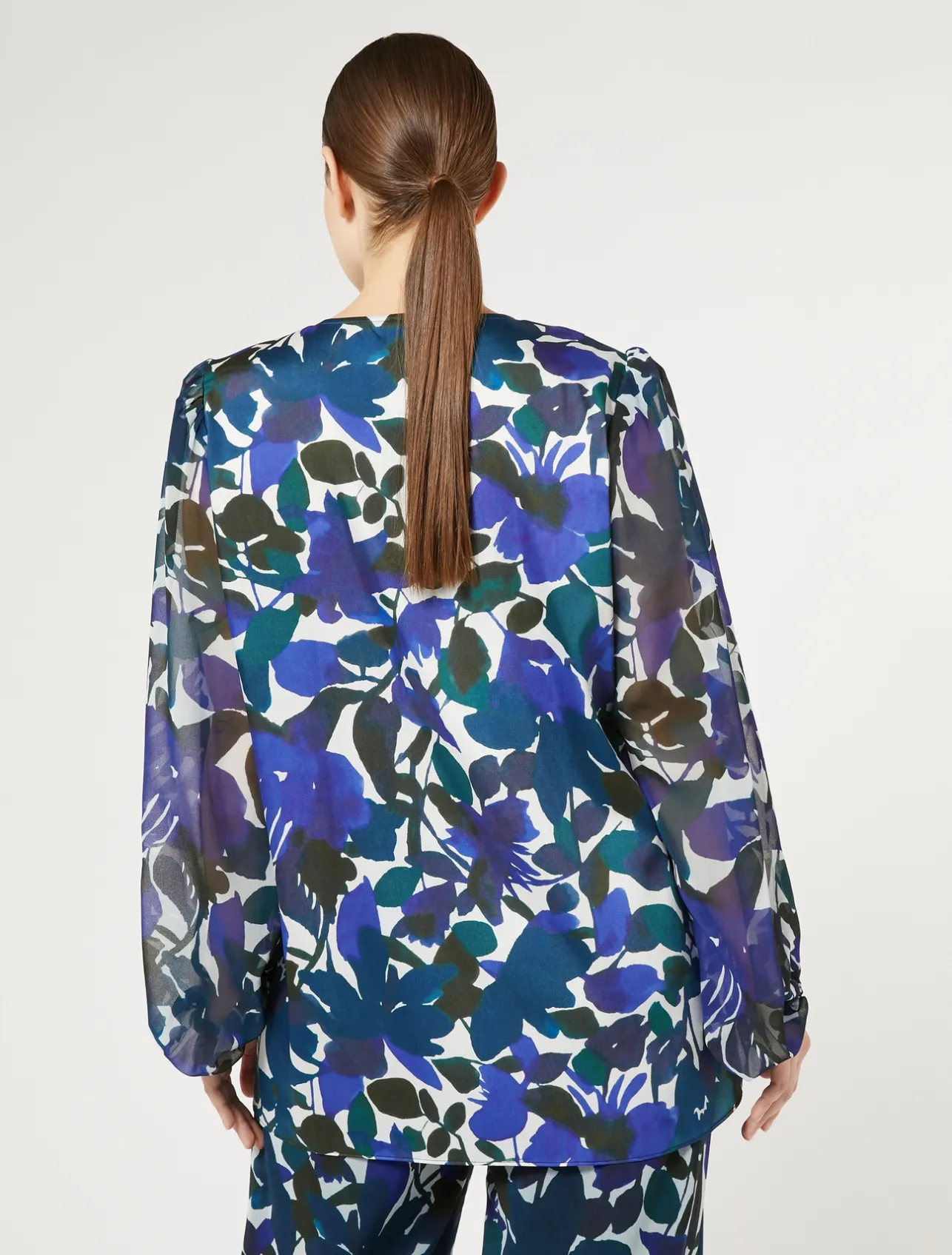 Best Marina Rinaldi Twill and georgette blouse BLACK