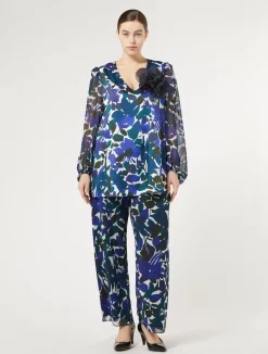 Best Marina Rinaldi Twill and georgette blouse BLACK