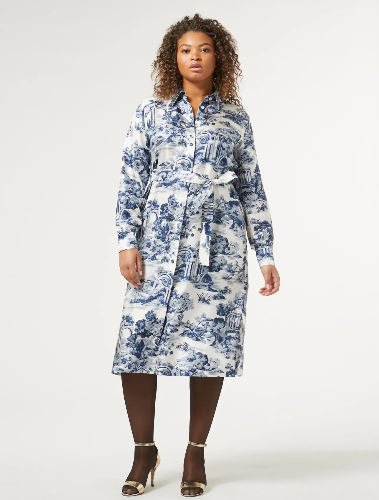 Clearance Marina Rinaldi Twill shirt dress WHITEBLUE