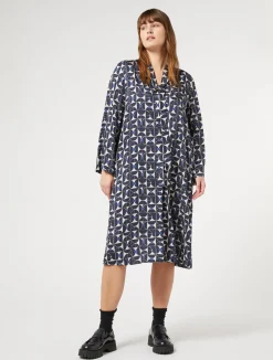 Sale Marina Rinaldi Twill shirt dress ULTRAMARINE