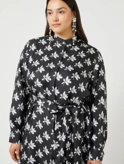 Discount Marina Rinaldi Twill shirt dress BLACK