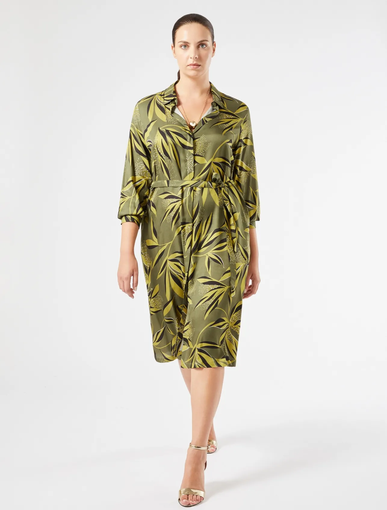 Best Marina Rinaldi Twill shirt dress MOSSGREEN