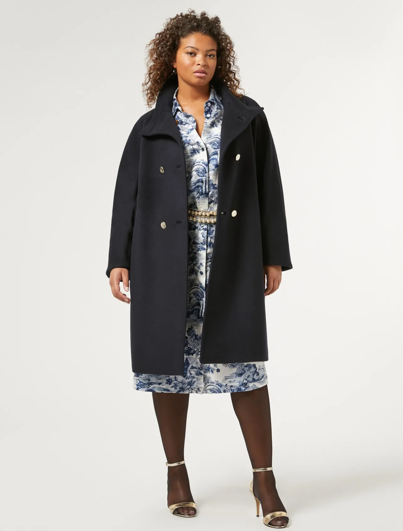 Clearance Marina Rinaldi Twill shirt dress WHITEBLUE