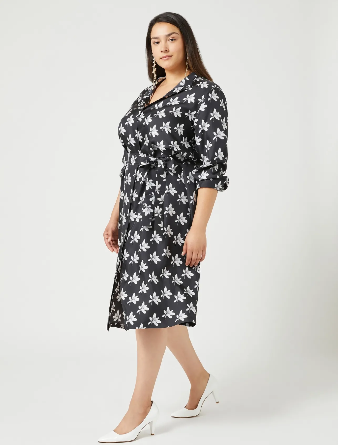 Discount Marina Rinaldi Twill shirt dress BLACK