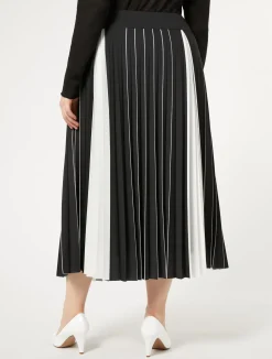 Clearance Marina Rinaldi Two-tone pleated skirt BLACKWHITE