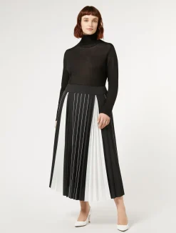 Clearance Marina Rinaldi Two-tone pleated skirt BLACKWHITE