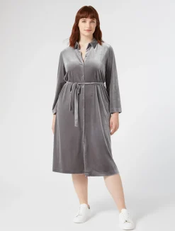 Online Marina Rinaldi Velvet jersey shirt dress DARKGREY