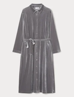 Online Marina Rinaldi Velvet jersey shirt dress DARKGREY