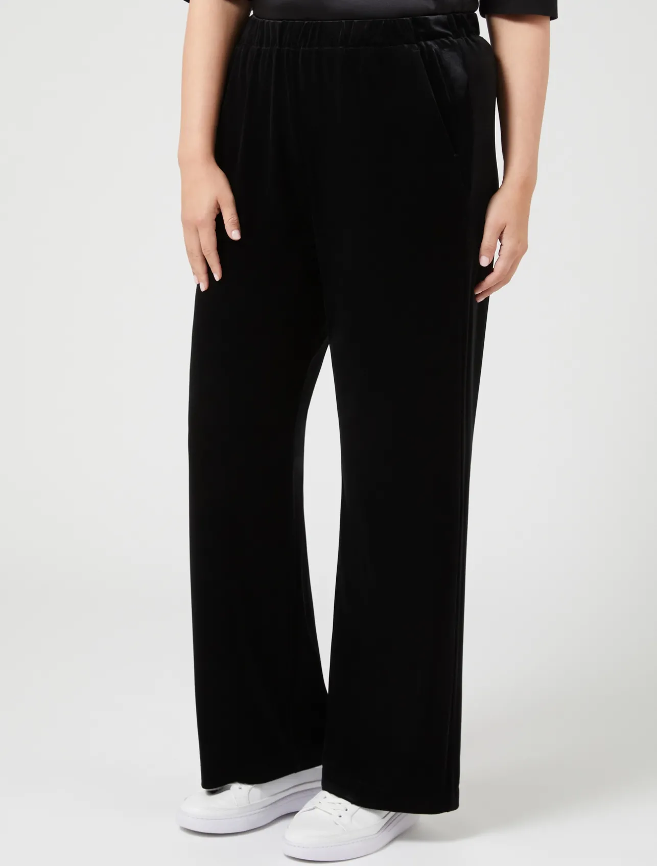 Clearance Marina Rinaldi Velvet jersey trousers BLACK