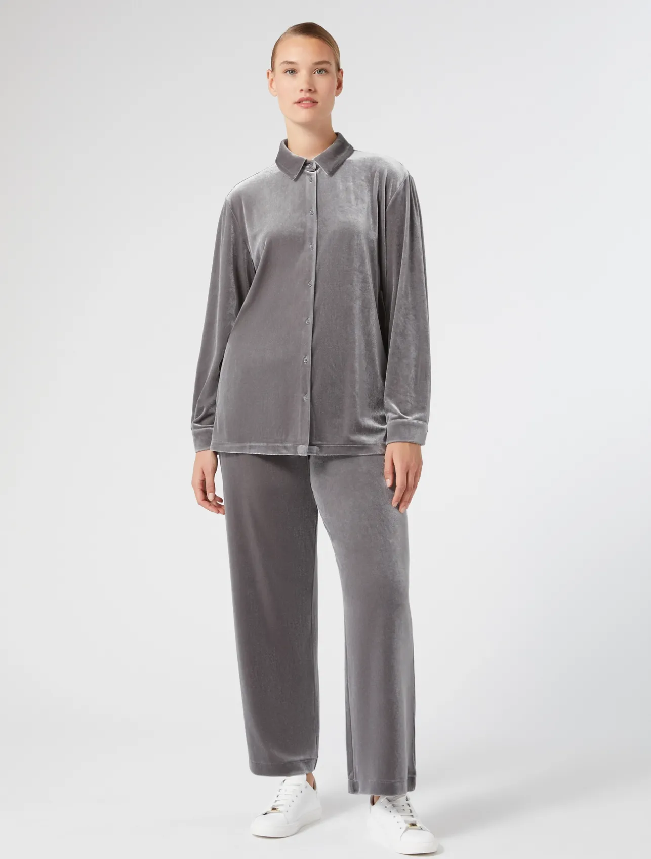 New Marina Rinaldi Velvet jersey trousers DARKGREY