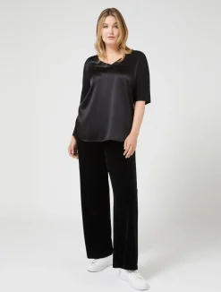 Clearance Marina Rinaldi Velvet jersey trousers BLACK