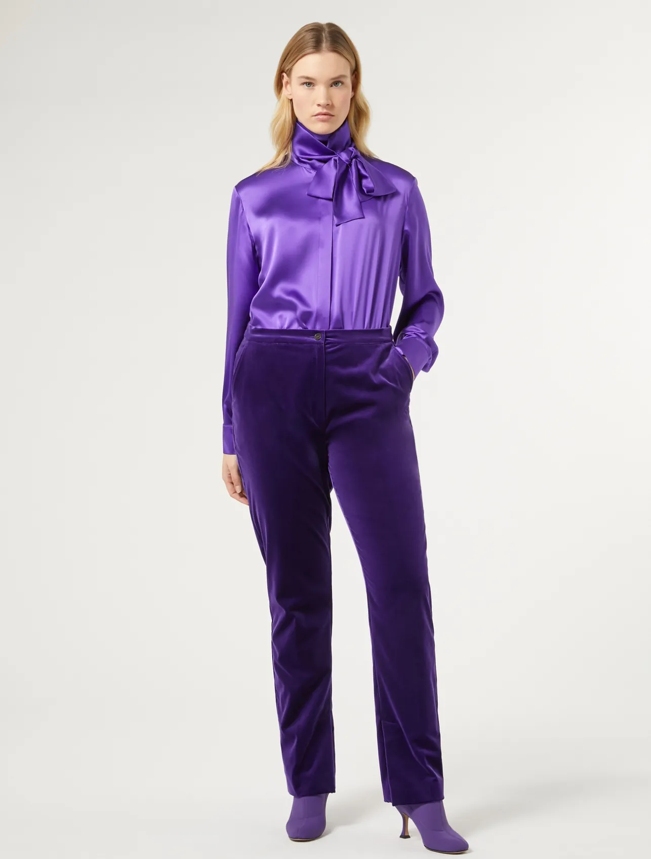 Fashion Marina Rinaldi Velvet trousers PURPLE