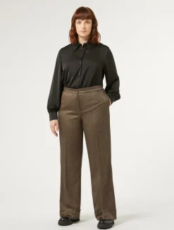 Discount Marina Rinaldi Viscose and yarn-dyed fabric trousers DARKBOWN