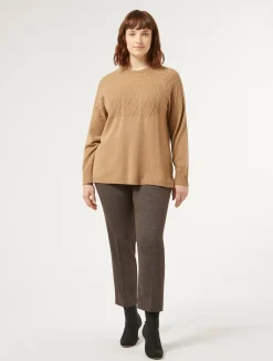 Sale Marina Rinaldi Viscose and yarn-dyed fabric trousers DARKBOWN