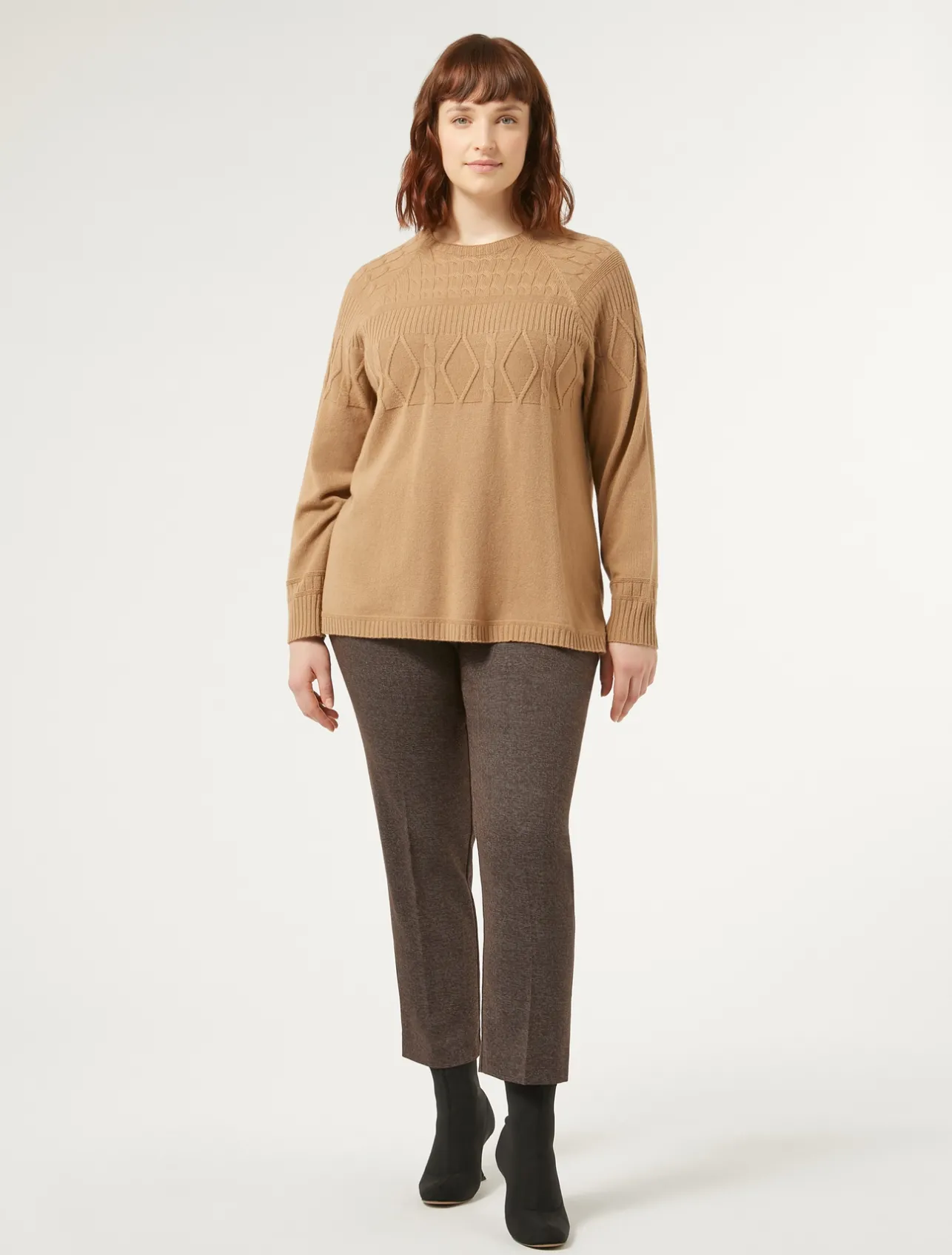 Sale Marina Rinaldi Viscose and yarn-dyed fabric trousers DARKBOWN