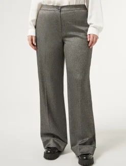 Clearance Marina Rinaldi Viscose and yarn-dyed fabric trousers BLACK