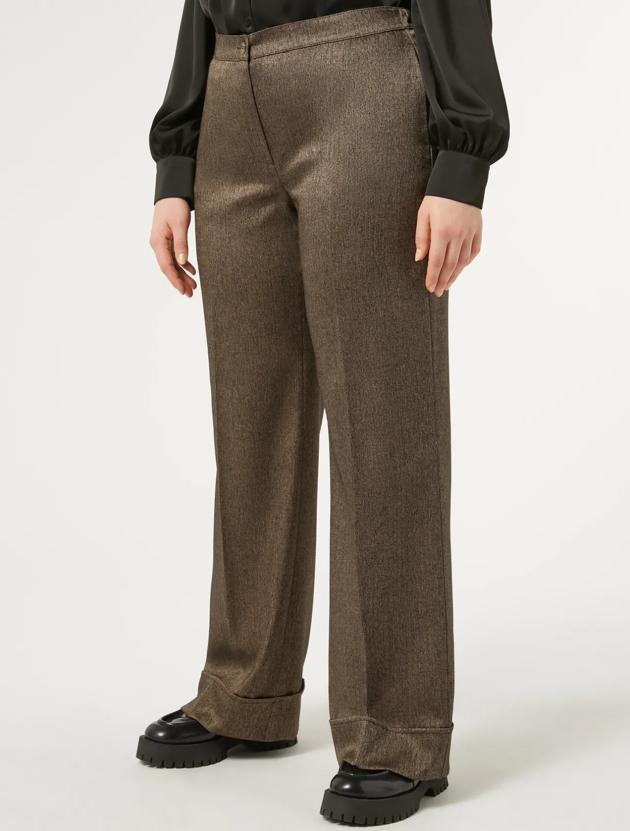 Discount Marina Rinaldi Viscose and yarn-dyed fabric trousers DARKBOWN