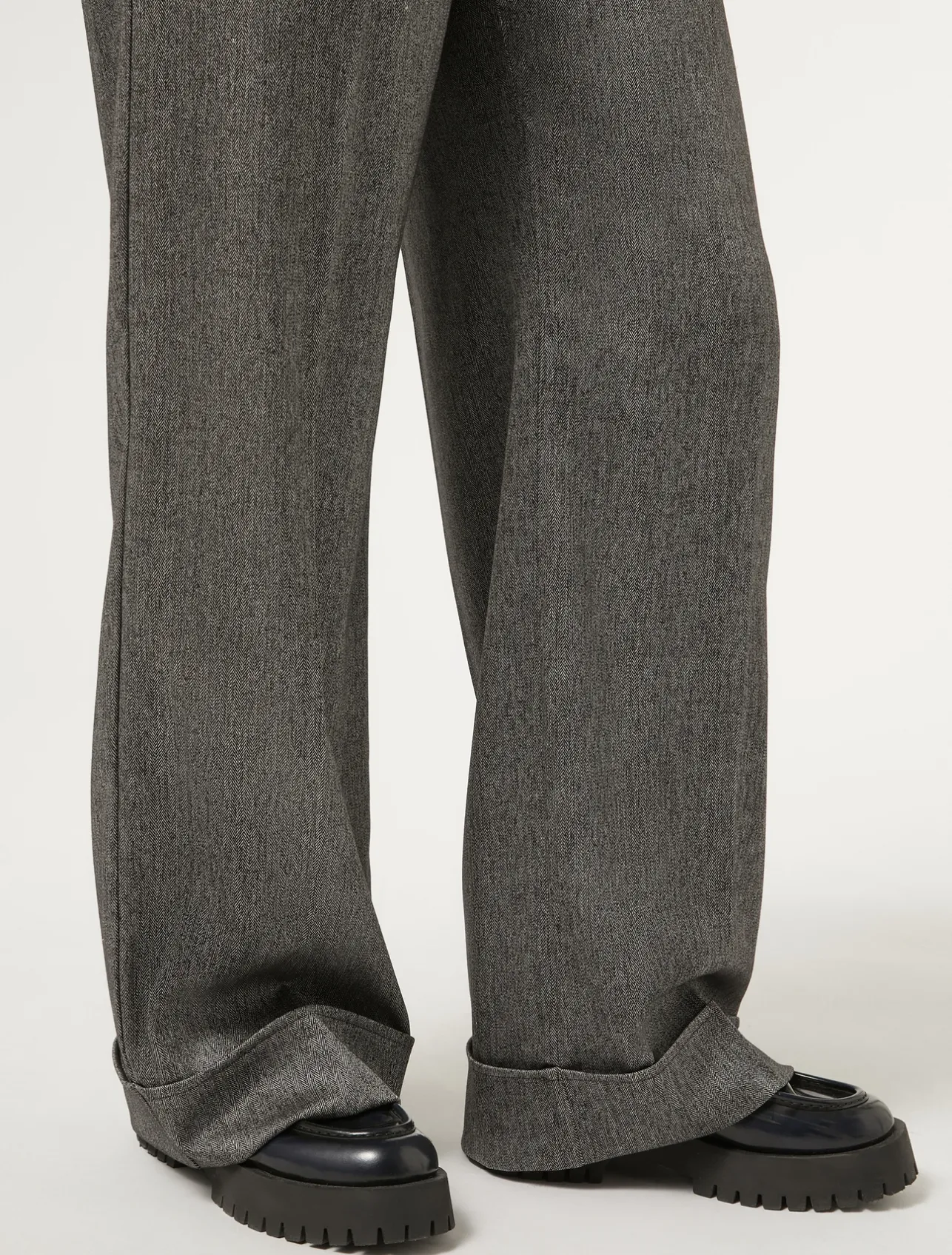 Clearance Marina Rinaldi Viscose and yarn-dyed fabric trousers BLACK