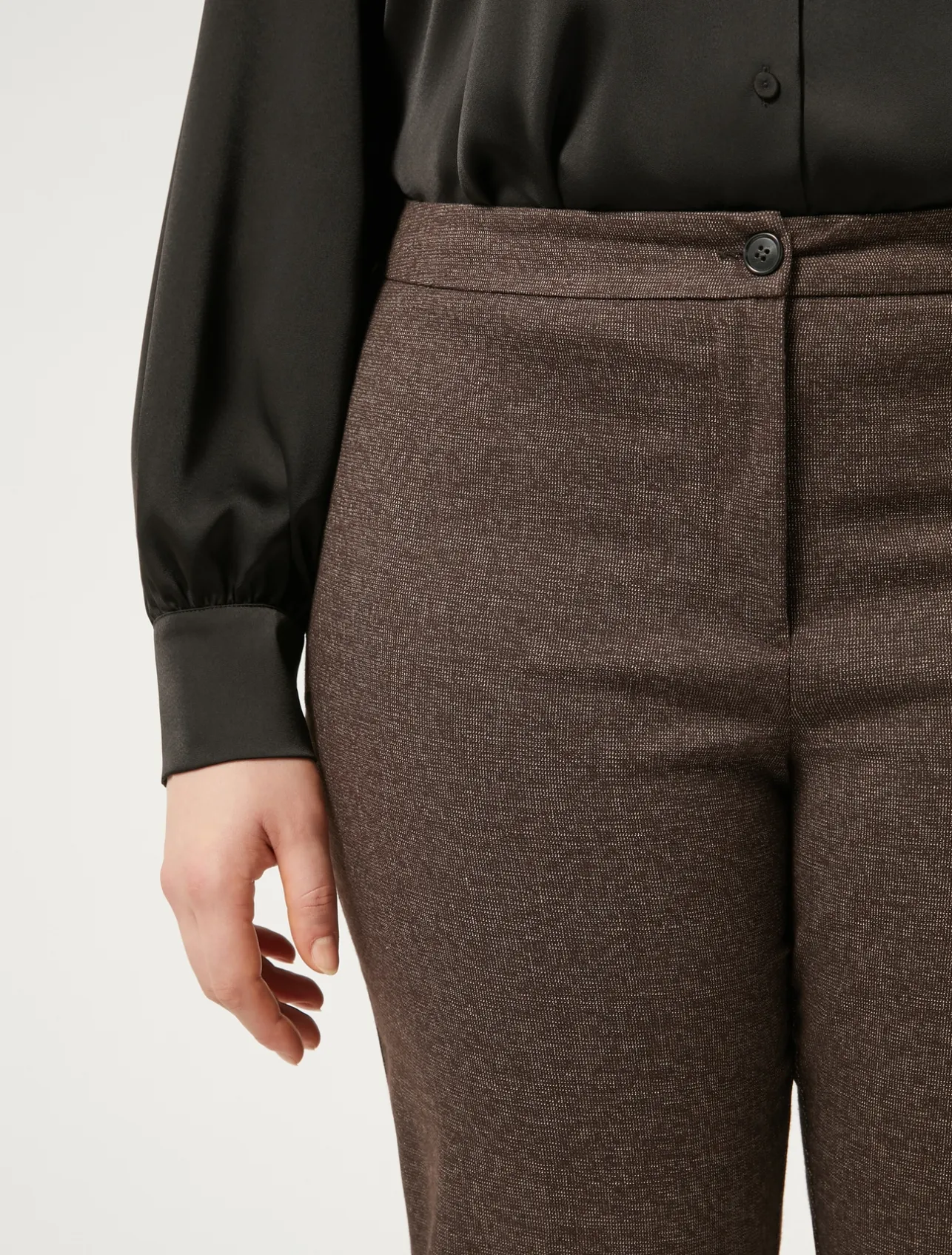 Sale Marina Rinaldi Viscose and yarn-dyed fabric trousers DARKBOWN