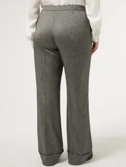 Clearance Marina Rinaldi Viscose and yarn-dyed fabric trousers BLACK