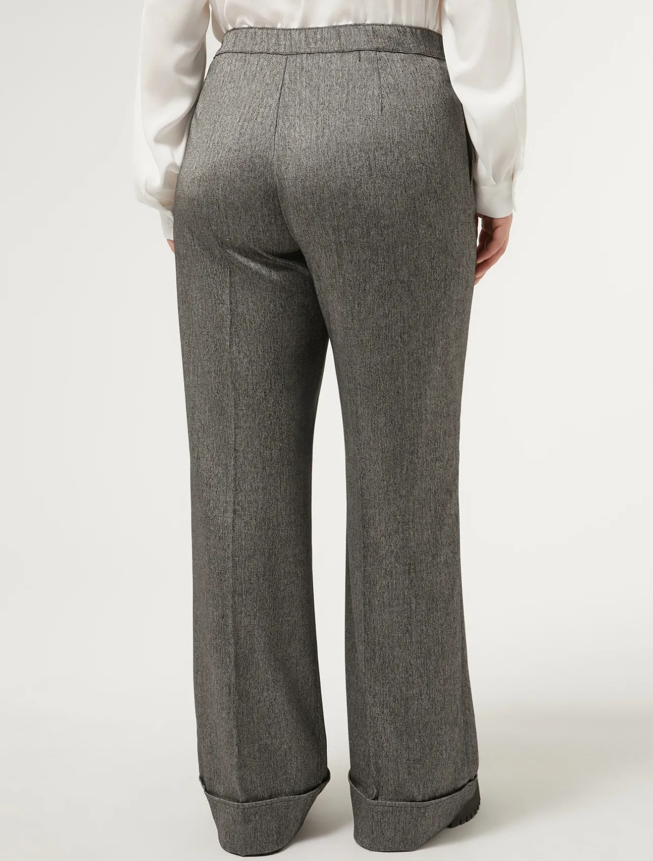 Clearance Marina Rinaldi Viscose and yarn-dyed fabric trousers BLACK