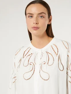 New Marina Rinaldi Viscose blouse with embroidery WHITE