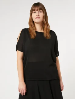 Online Marina Rinaldi Viscose crepe sweater BLACK
