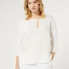 Best Marina Rinaldi Viscose jersey and satin T-shirt WHITE