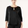 Clearance Marina Rinaldi Viscose jersey and satin T-shirt BLACK