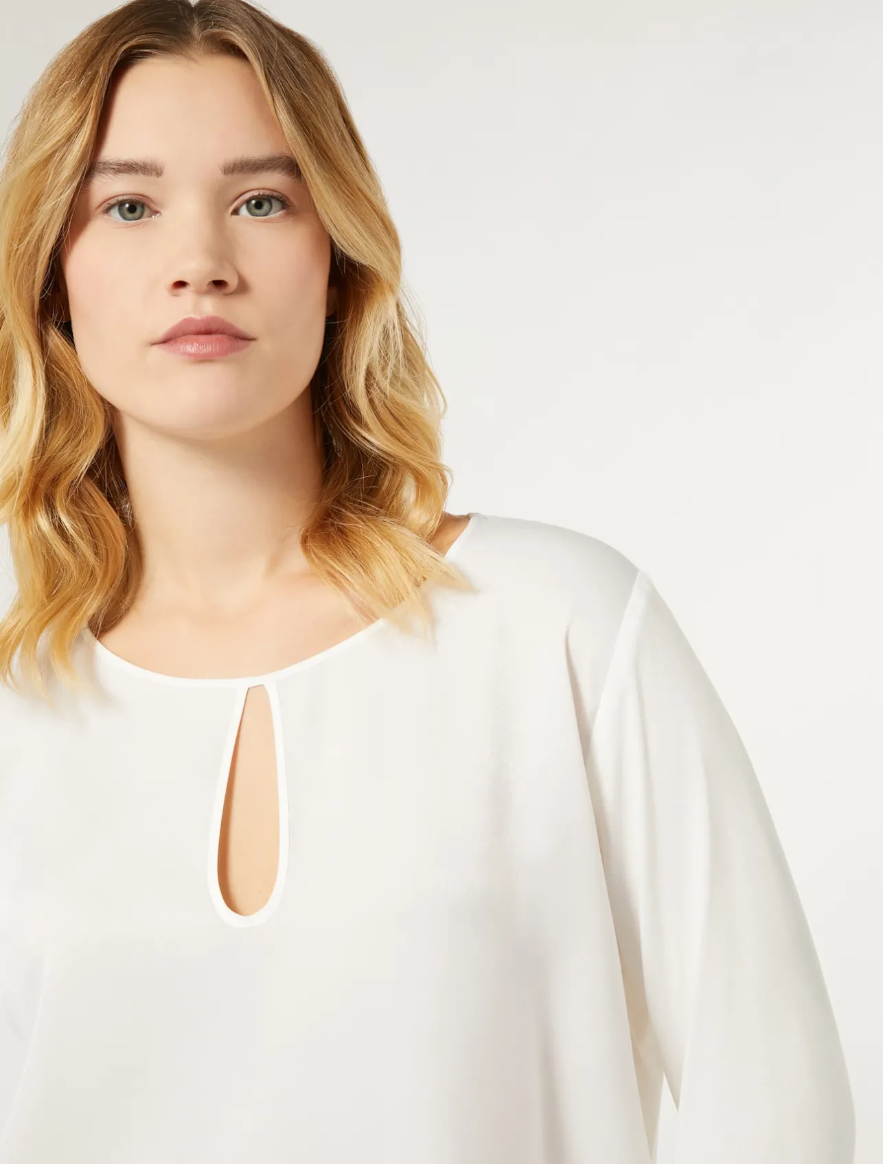 Best Marina Rinaldi Viscose jersey and satin T-shirt WHITE
