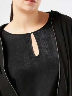 Clearance Marina Rinaldi Viscose jersey and satin T-shirt BLACK