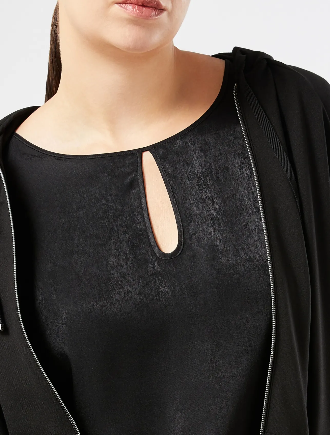 Clearance Marina Rinaldi Viscose jersey and satin T-shirt BLACK