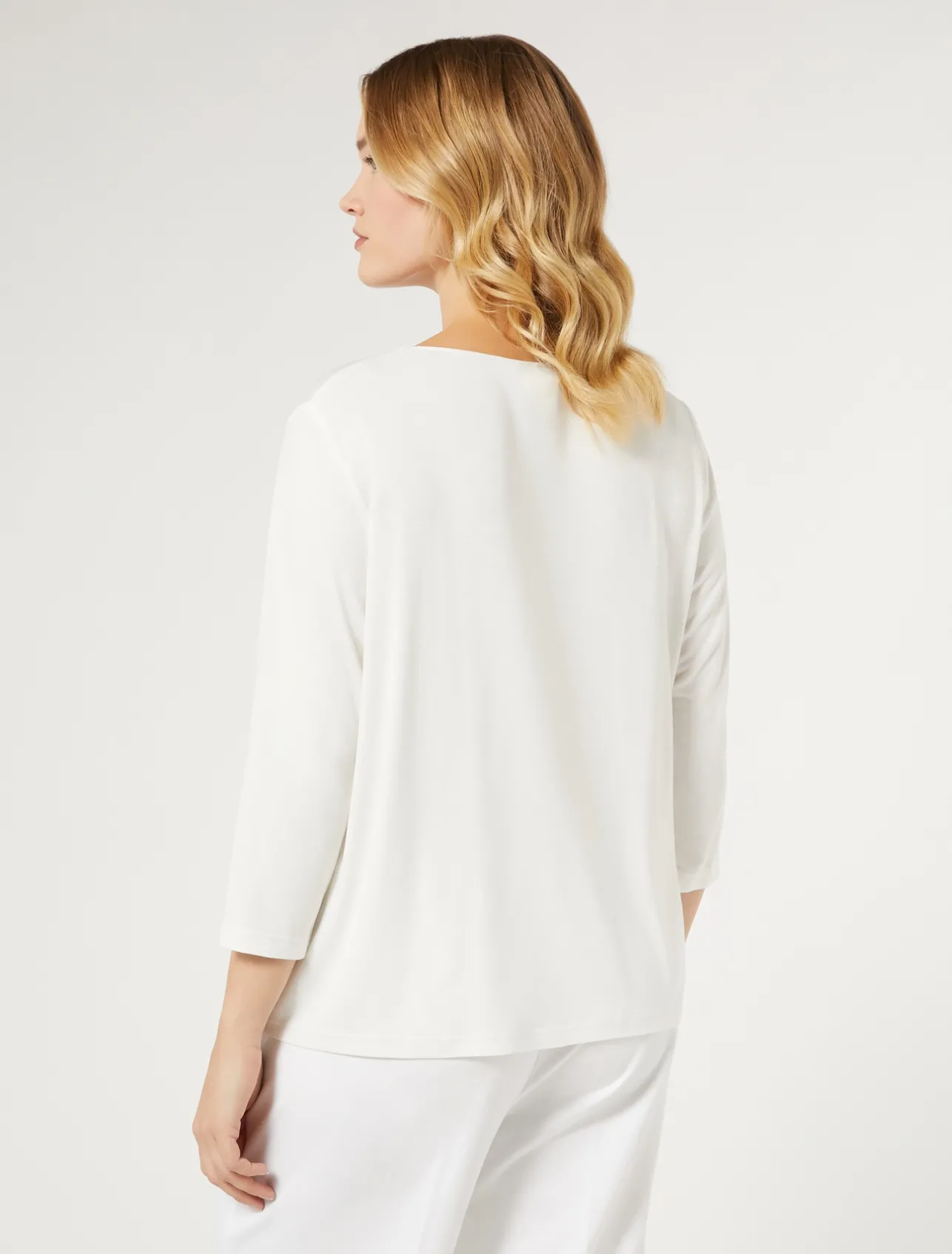 Best Marina Rinaldi Viscose jersey and satin T-shirt WHITE