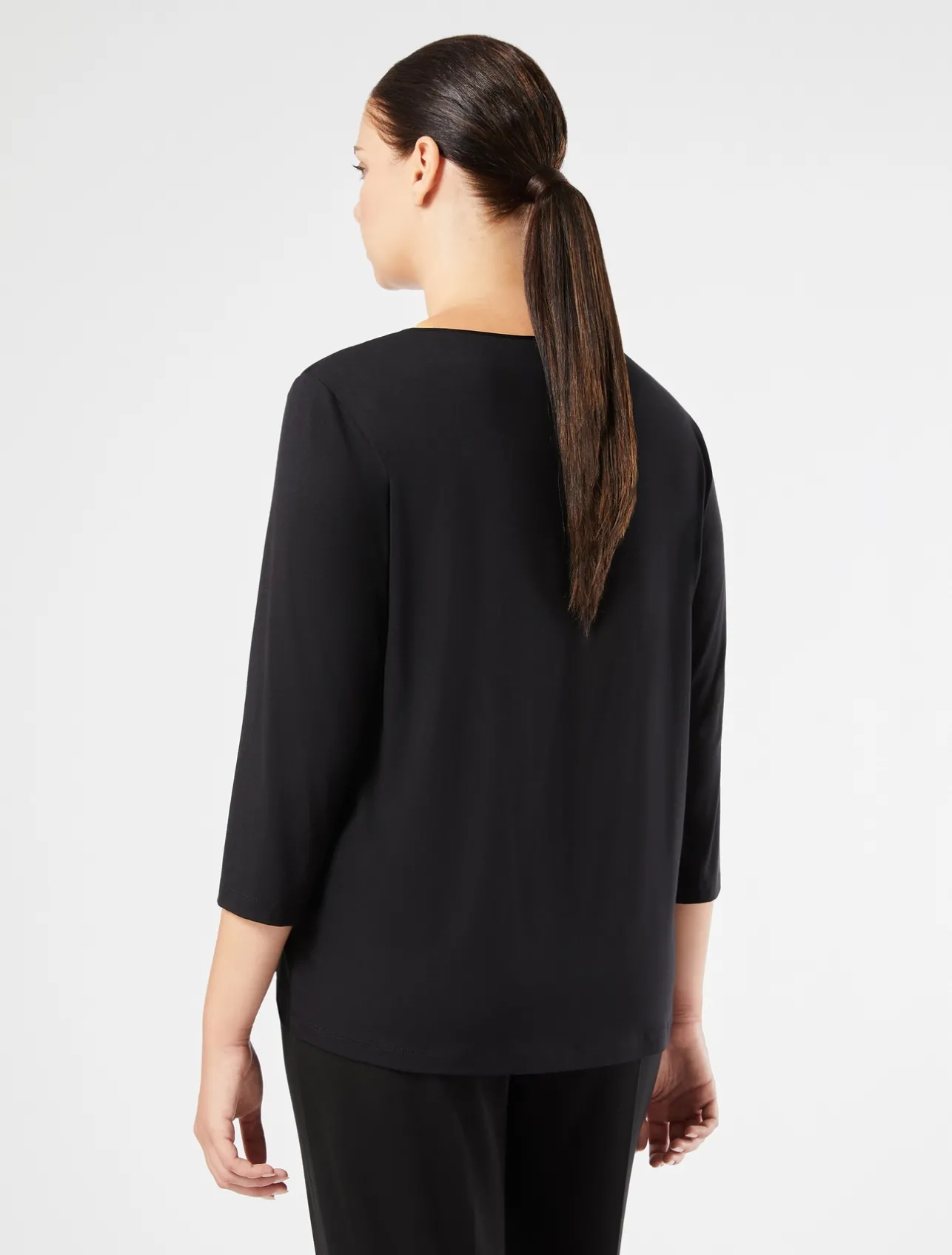 Clearance Marina Rinaldi Viscose jersey and satin T-shirt BLACK