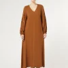 New Marina Rinaldi Viscose twill dress BRONZE