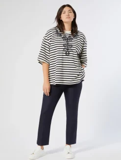 New Marina Rinaldi Viscose twill trousers NAVY