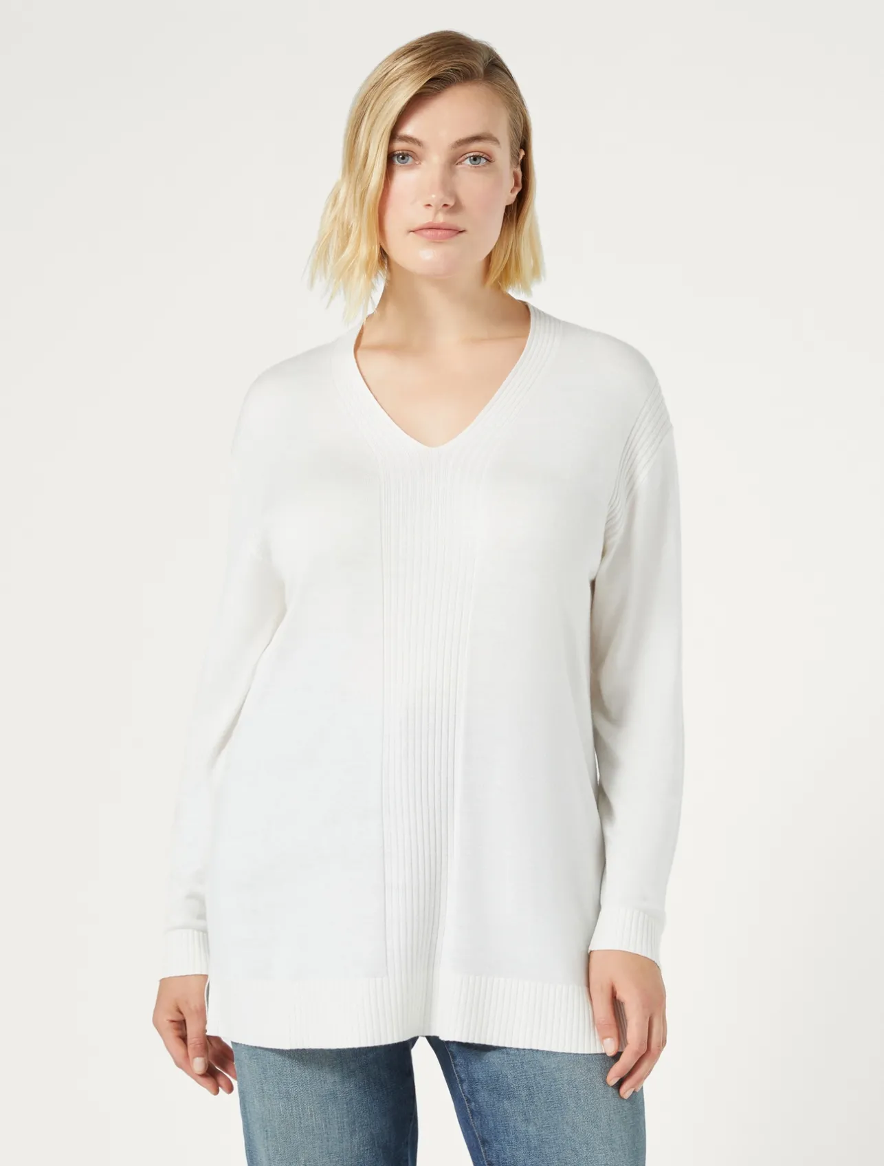 New Marina Rinaldi Viscose yarn sweater WHITE