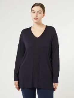 Fashion Marina Rinaldi Viscose yarn sweater NAVY