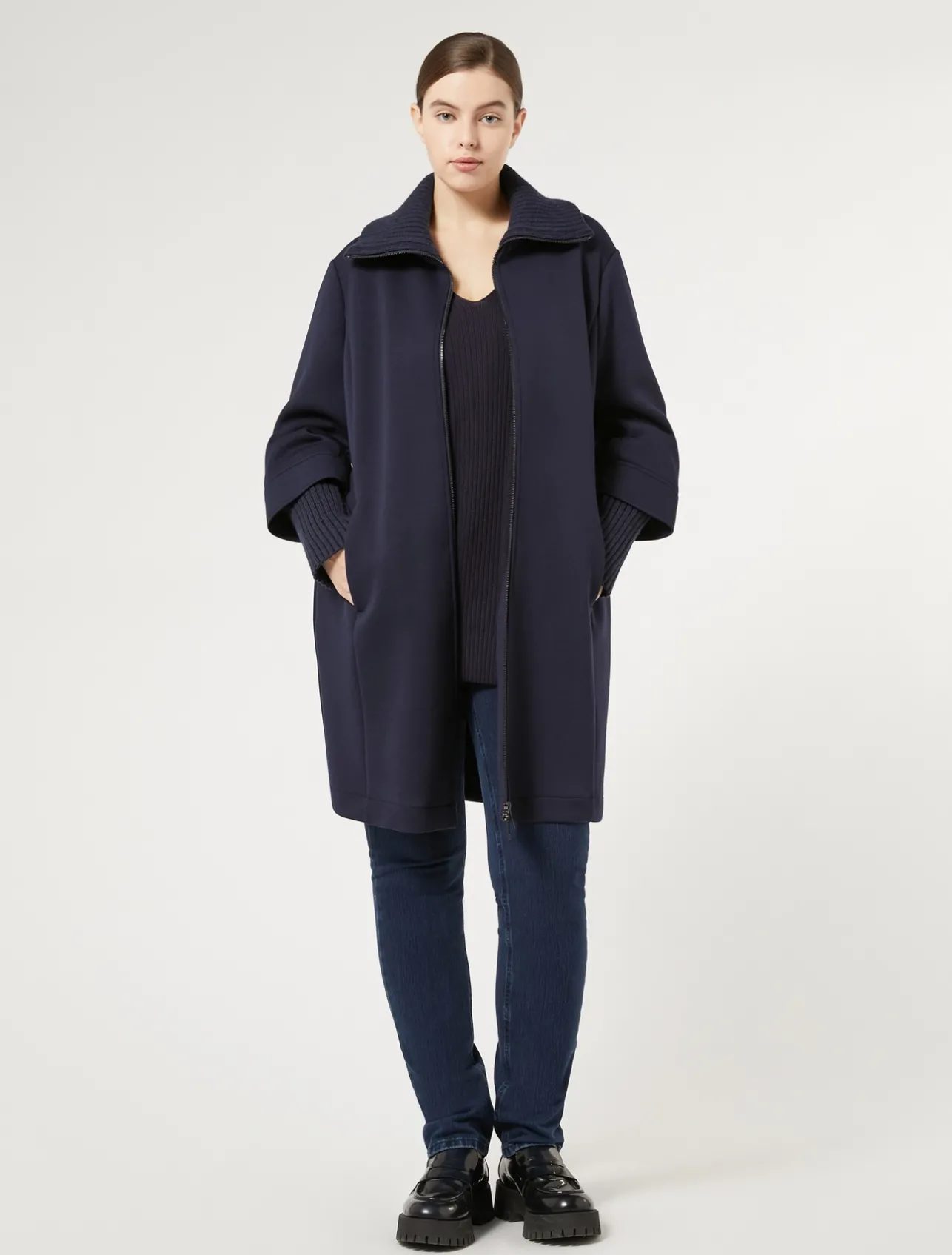Fashion Marina Rinaldi Viscose yarn sweater NAVY